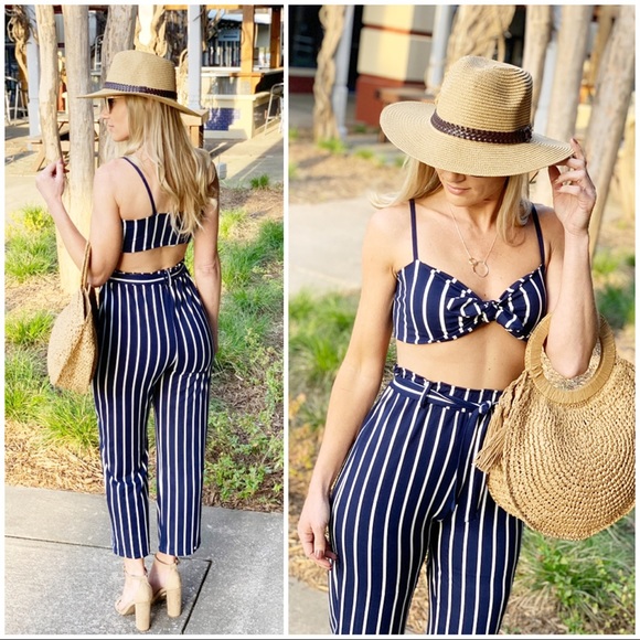 Navy striped 2 piece set - Picture 4 of 7